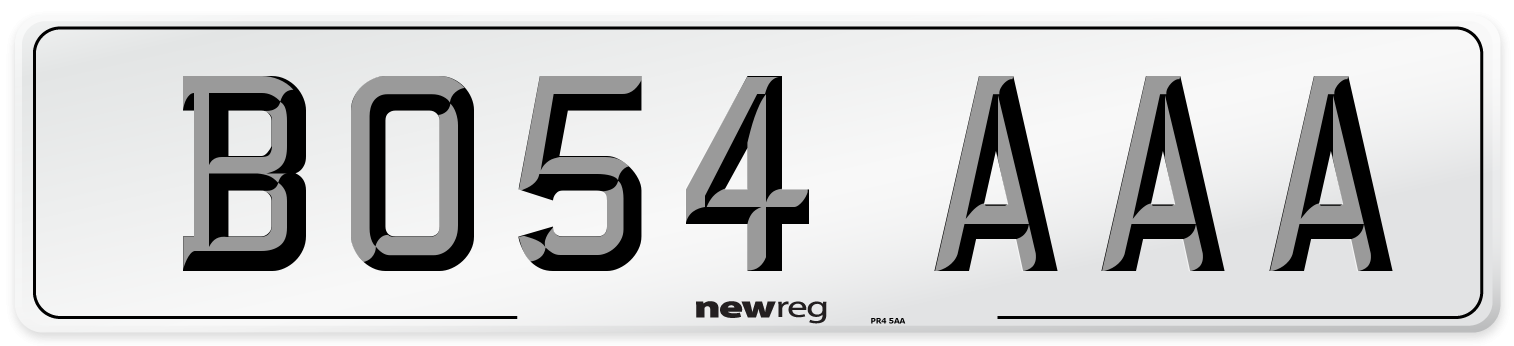 BO54 AAA Front Number Plate