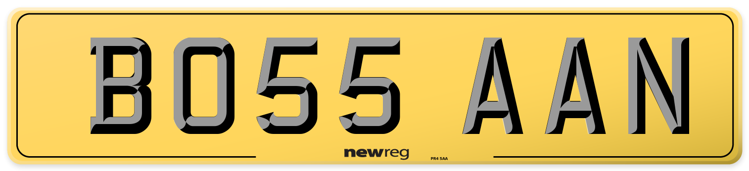 BO55 AAN Rear Number Plate