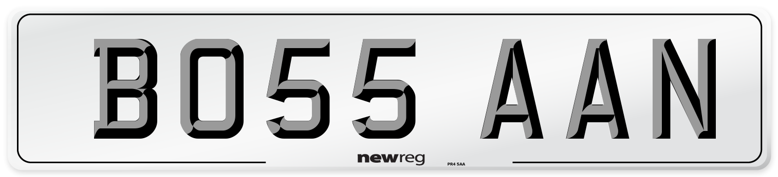 BO55 AAN Front Number Plate