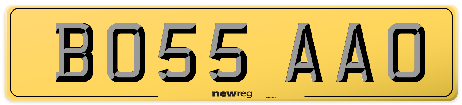 BO55 AAO Rear Number Plate