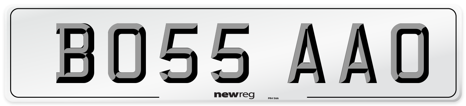BO55 AAO Front Number Plate