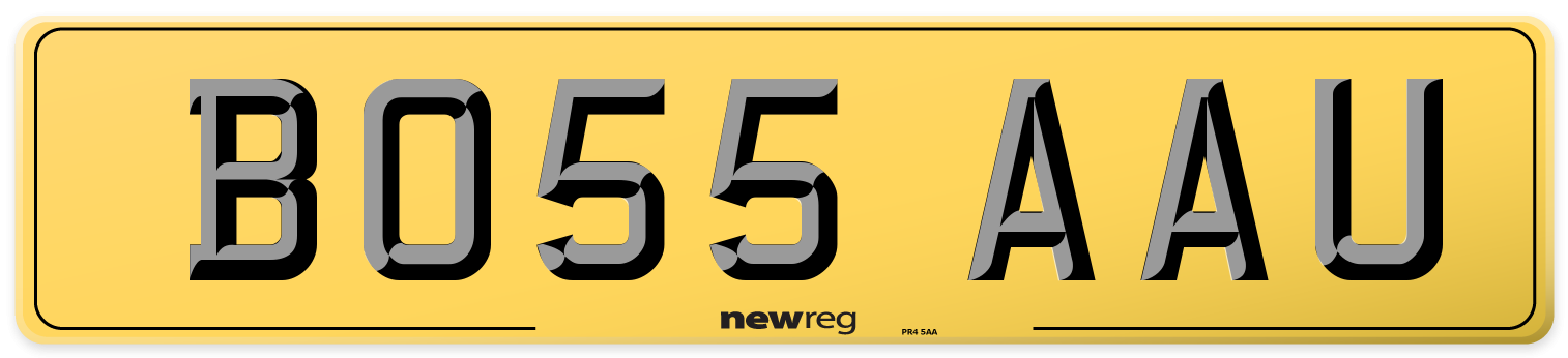 BO55 AAU Rear Number Plate