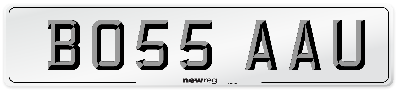 BO55 AAU Front Number Plate