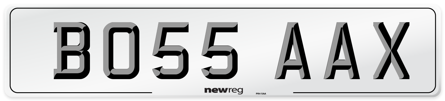 BO55 AAX Front Number Plate