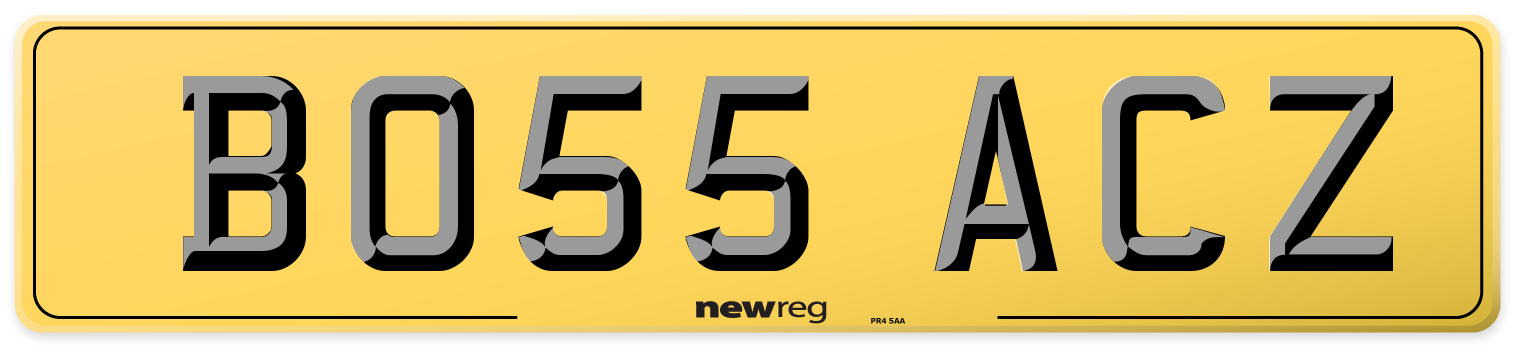 BO55 ACZ Rear Number Plate