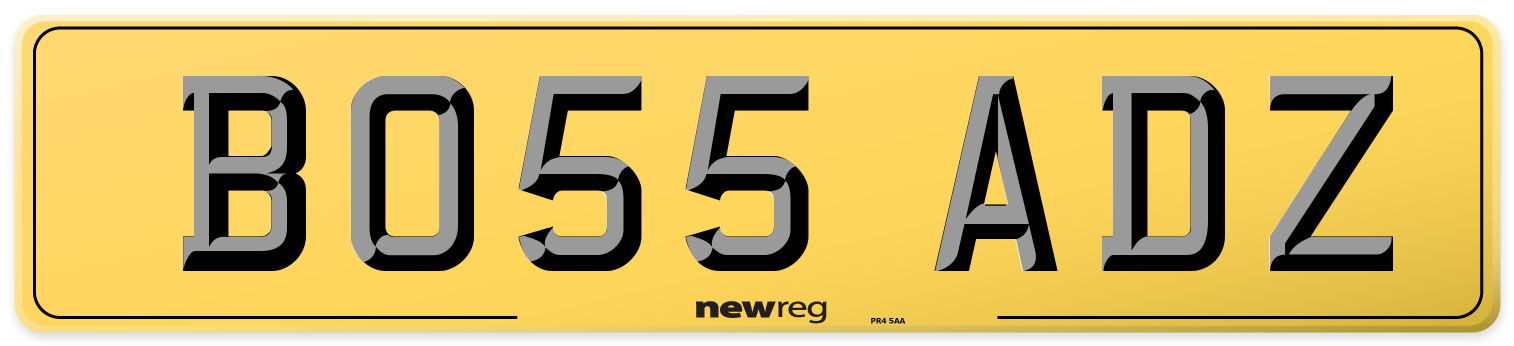 BO55 ADZ Rear Number Plate