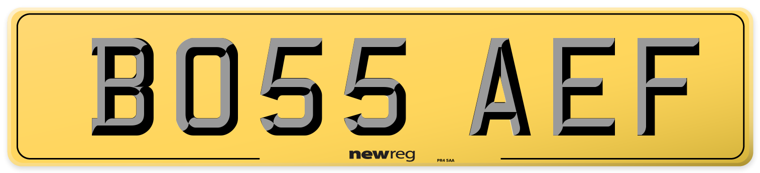 BO55 AEF Rear Number Plate