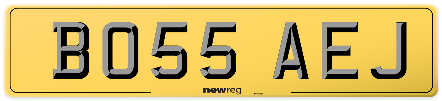 BO55 AEJ Rear Number Plate