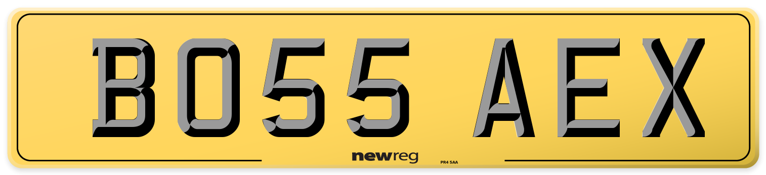 BO55 AEX Rear Number Plate