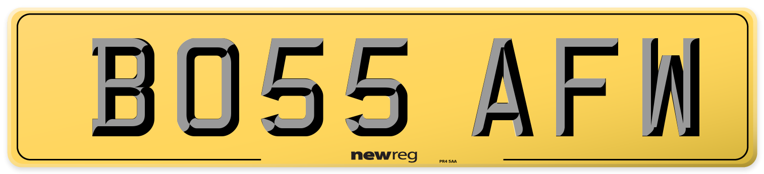 BO55 AFW Rear Number Plate