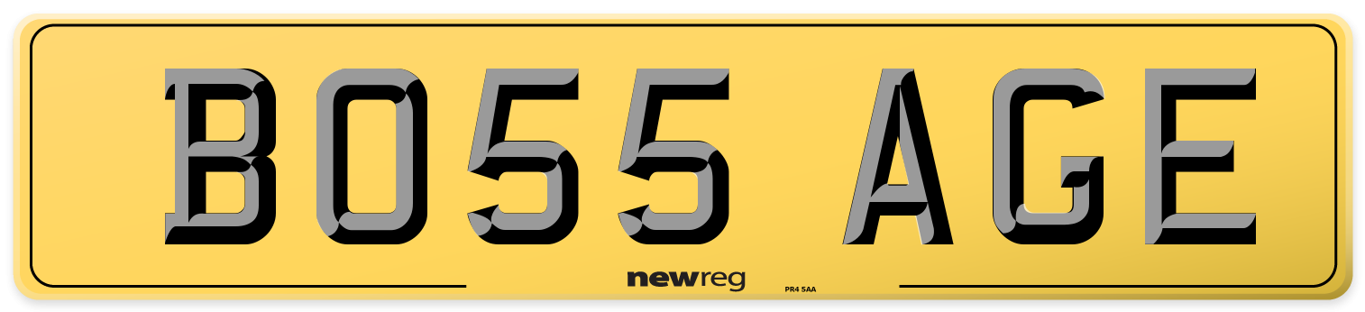 BO55 AGE Rear Number Plate