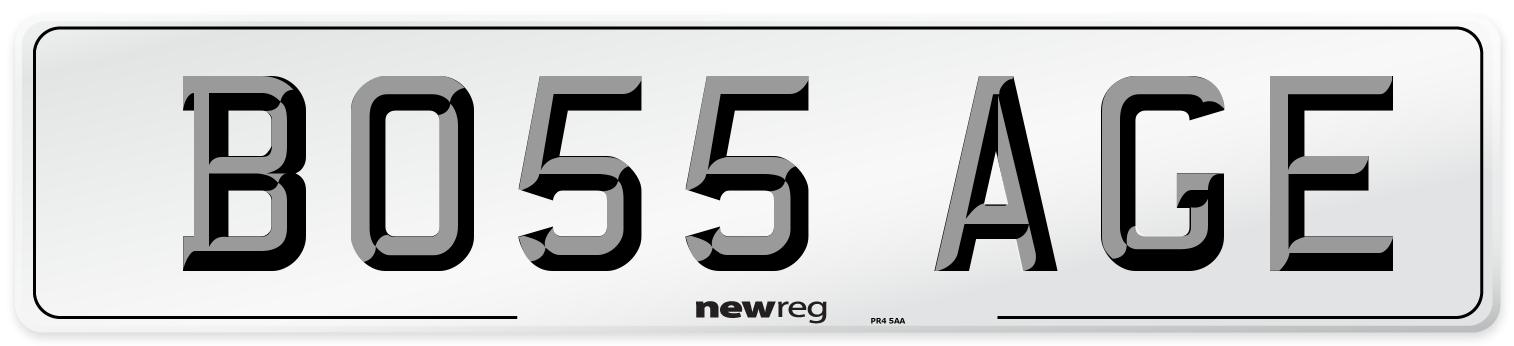 BO55 AGE Front Number Plate