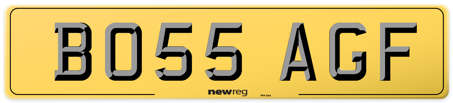 BO55 AGF Rear Number Plate