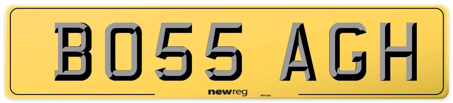BO55 AGH Rear Number Plate