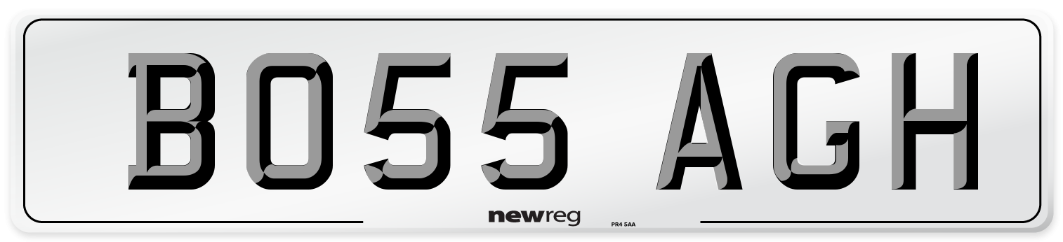BO55 AGH Front Number Plate
