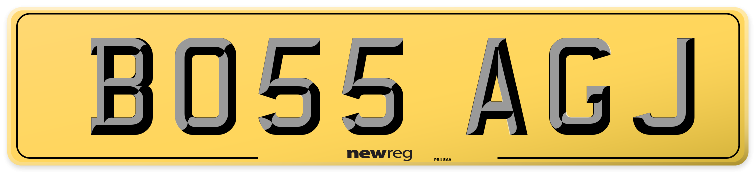 BO55 AGJ Rear Number Plate