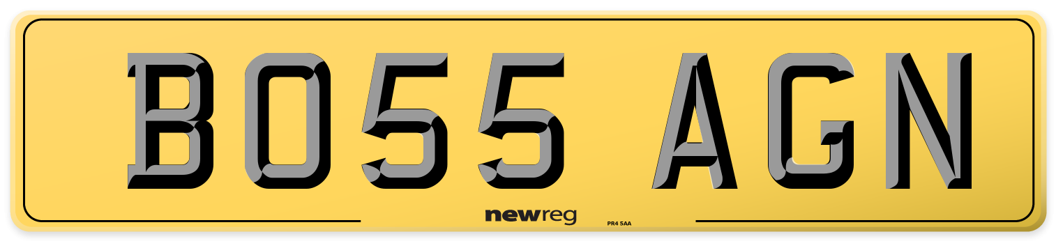 BO55 AGN Rear Number Plate