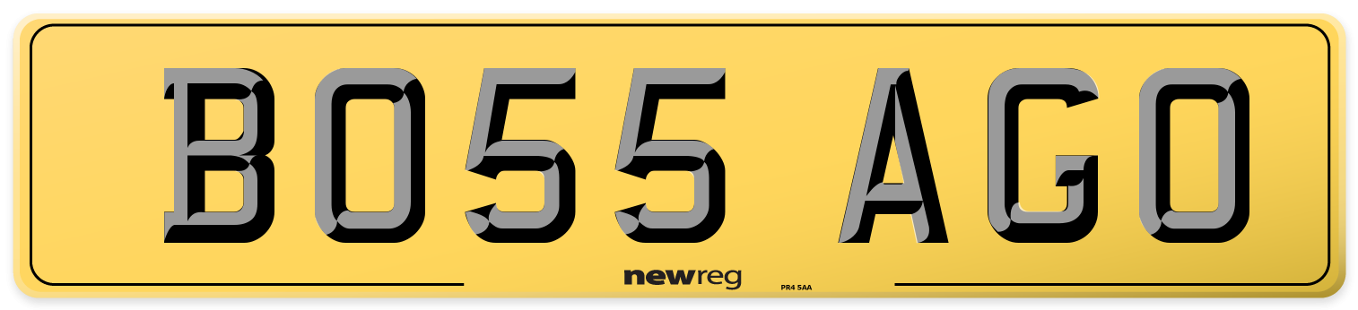 BO55 AGO Rear Number Plate