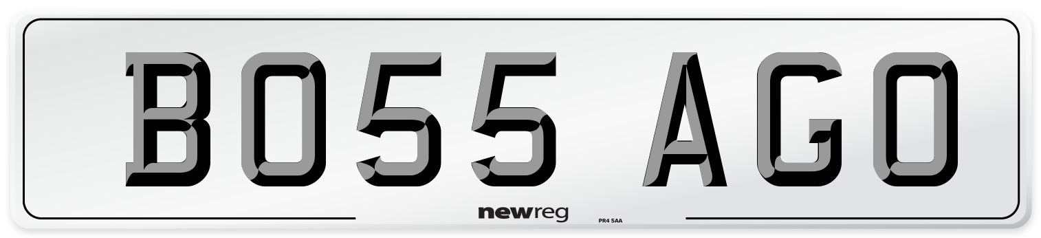 BO55 AGO Front Number Plate