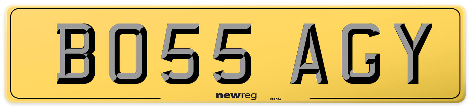 BO55 AGY Rear Number Plate