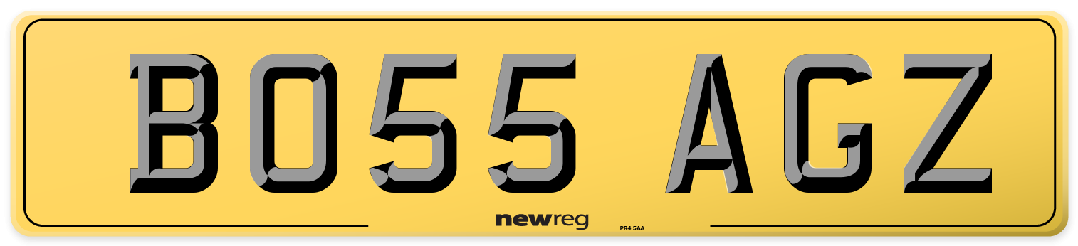 BO55 AGZ Rear Number Plate