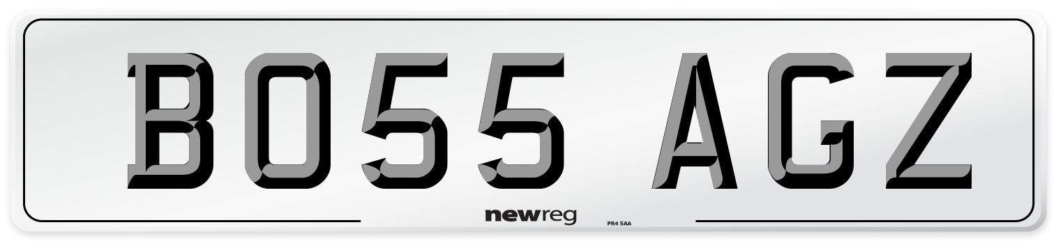 BO55 AGZ Front Number Plate