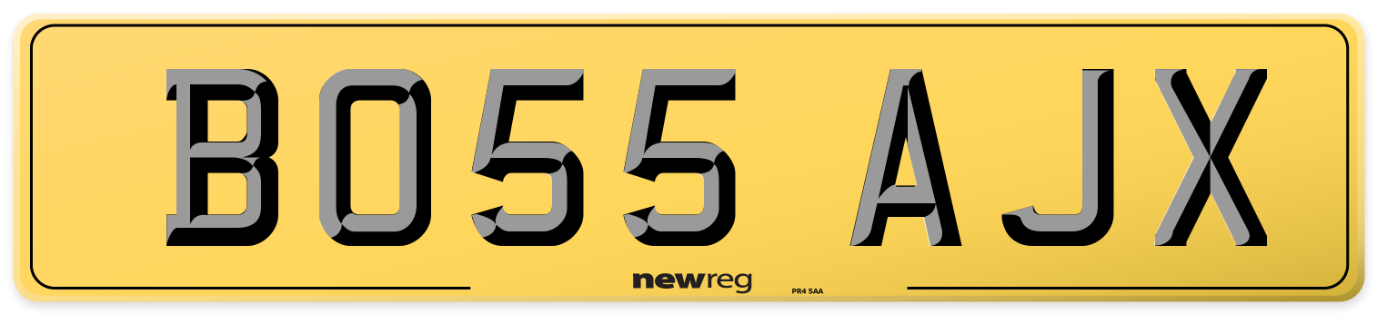 BO55 AJX Rear Number Plate