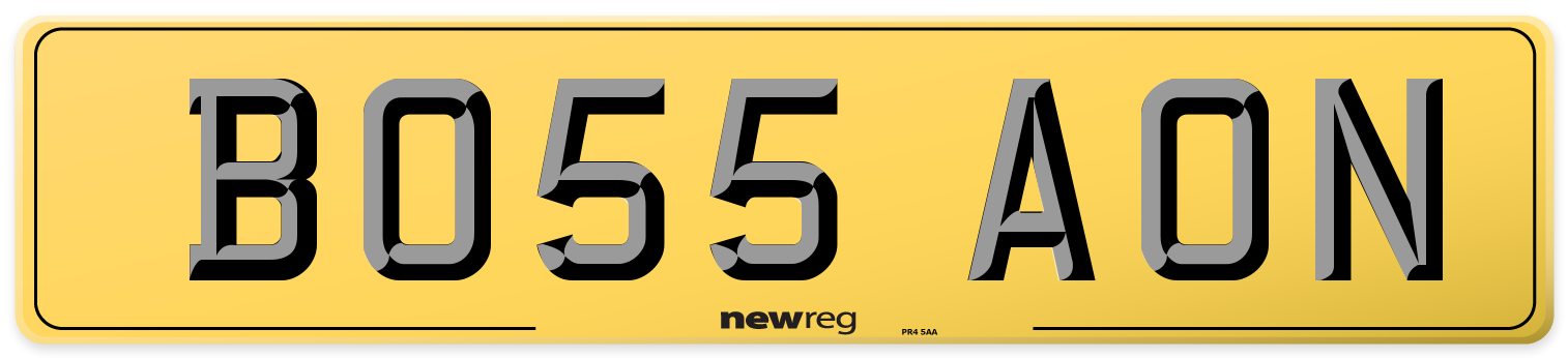 BO55 AON Rear Number Plate