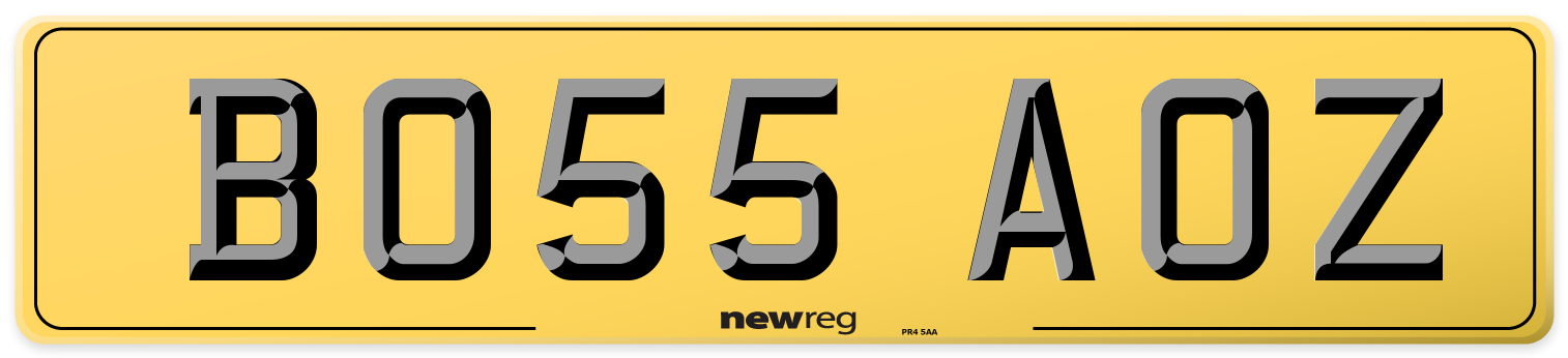 BO55 AOZ Rear Number Plate