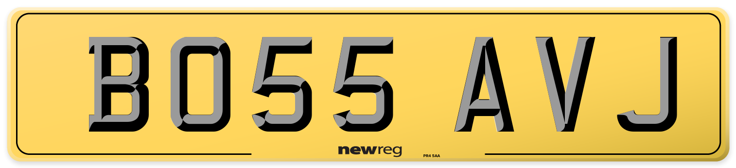 BO55 AVJ Rear Number Plate