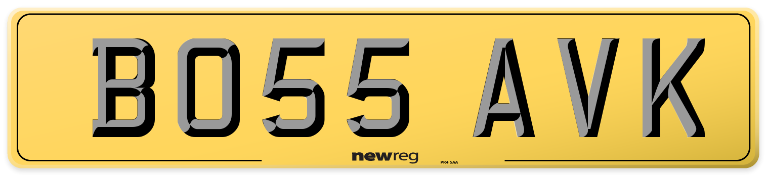 BO55 AVK Rear Number Plate
