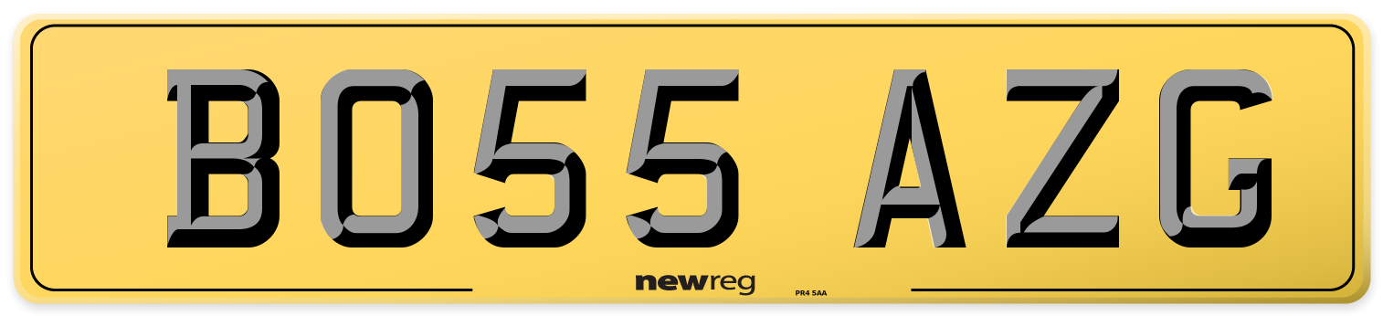 BO55 AZG Rear Number Plate