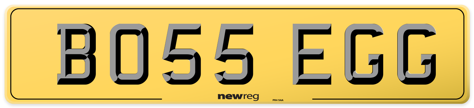 BO55 EGG Rear Number Plate