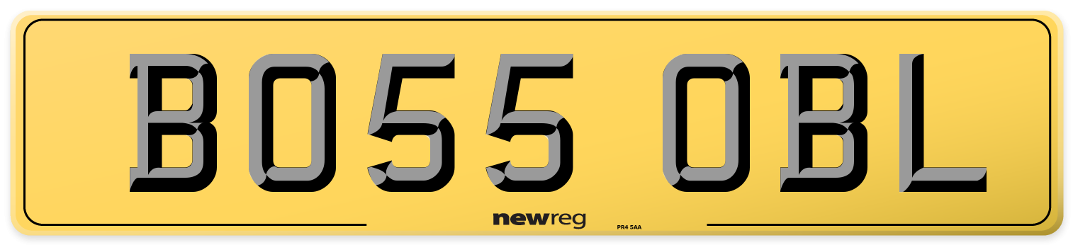 BO55 OBL Rear Number Plate