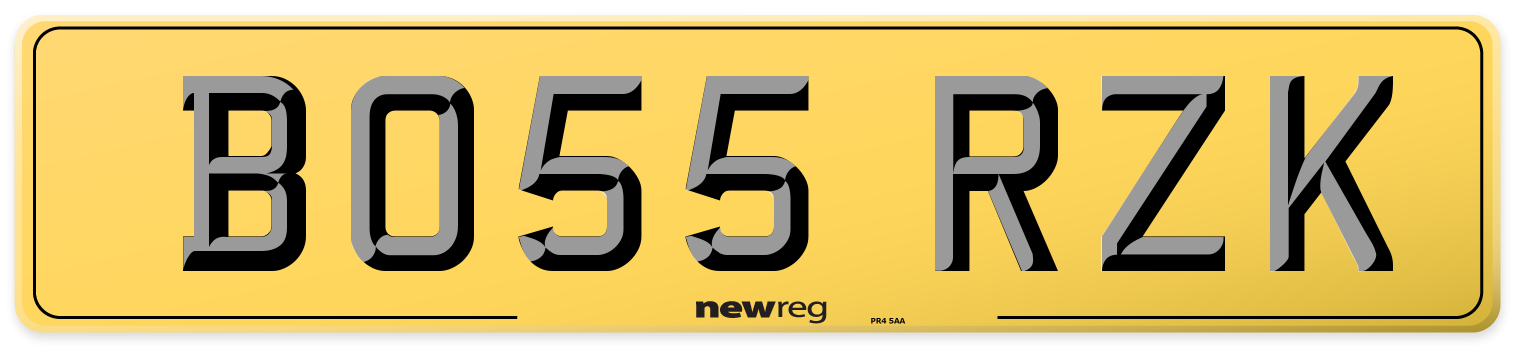 BO55 RZK Rear Number Plate