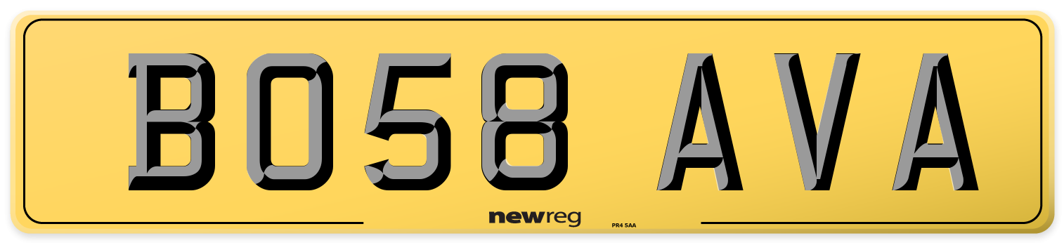 BO58 AVA Rear Number Plate