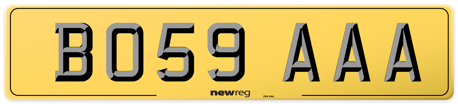 BO59 AAA Rear Number Plate