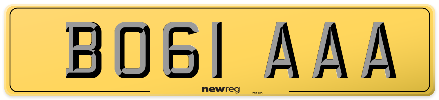 BO61 AAA Rear Number Plate