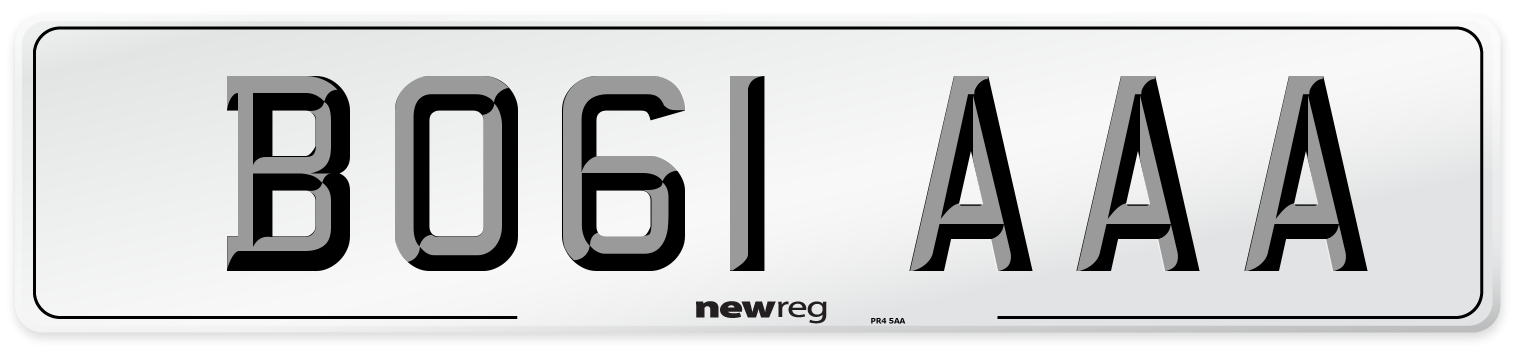 BO61 AAA Front Number Plate