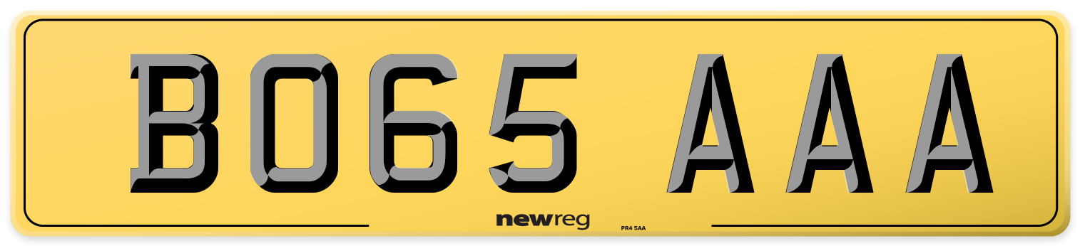 BO65 AAA Rear Number Plate
