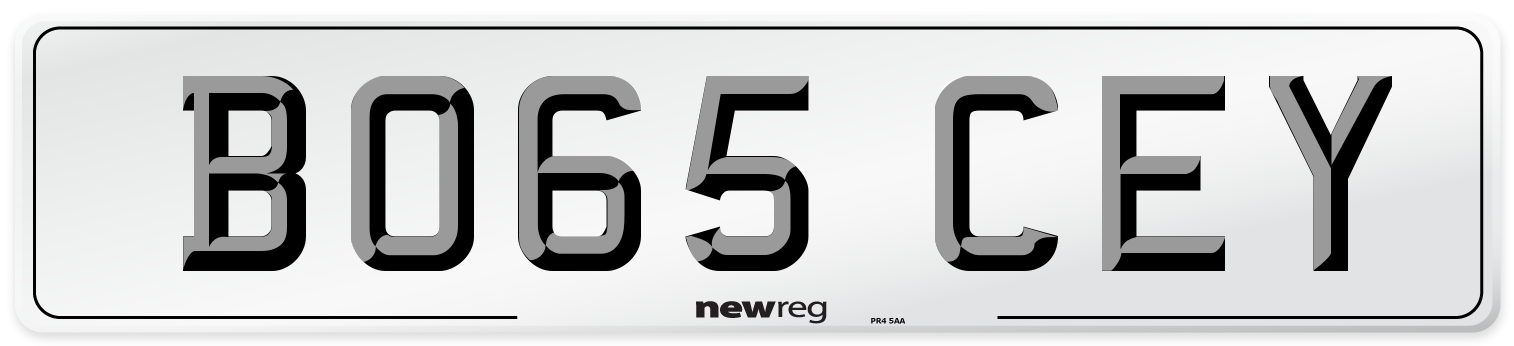 BO65 CEY Front Number Plate