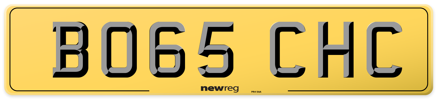 BO65 CHC Rear Number Plate