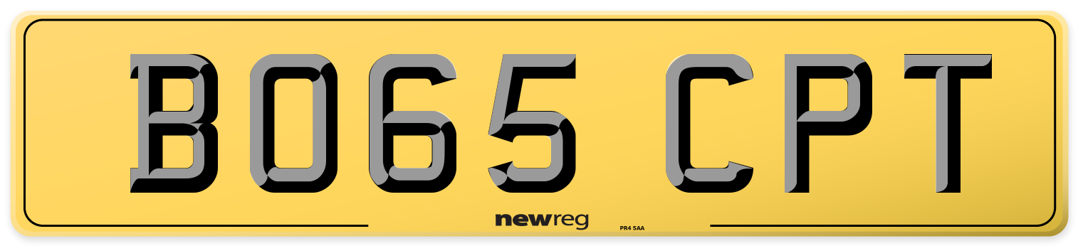 BO65 CPT Rear Number Plate