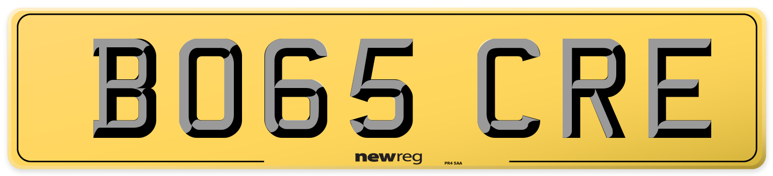 BO65 CRE Rear Number Plate