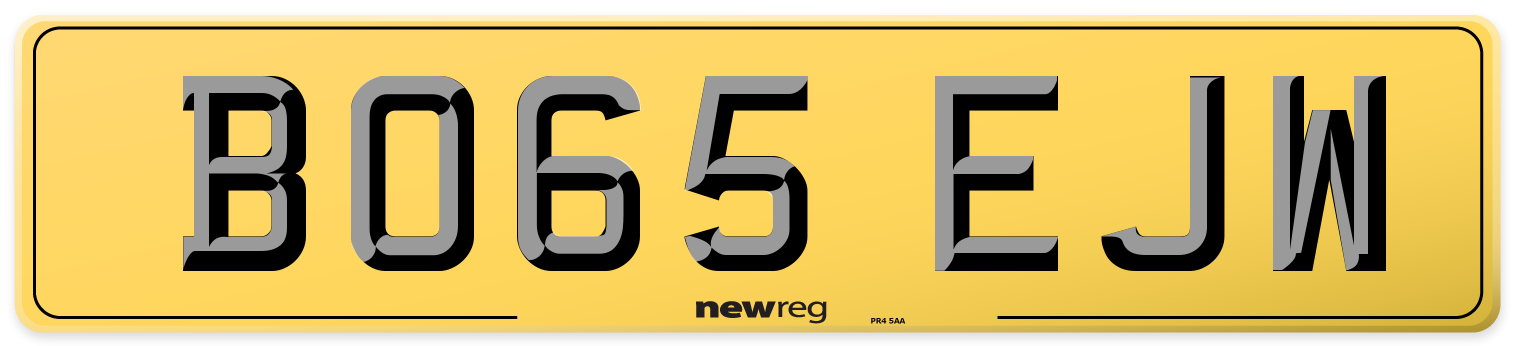 BO65 EJW Rear Number Plate