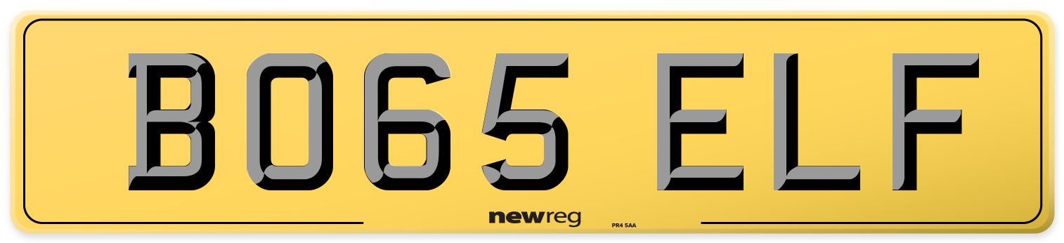 BO65 ELF Rear Number Plate