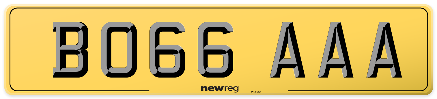 BO66 AAA Rear Number Plate