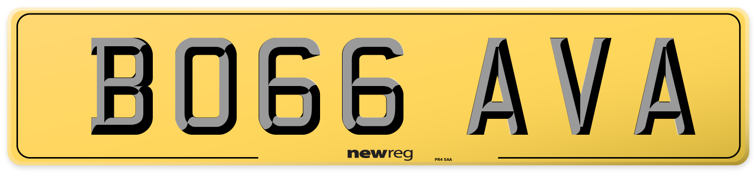 BO66 AVA Rear Number Plate