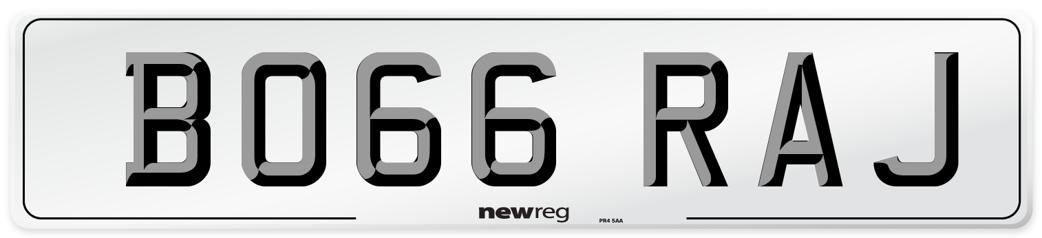 BO66 RAJ Front Number Plate