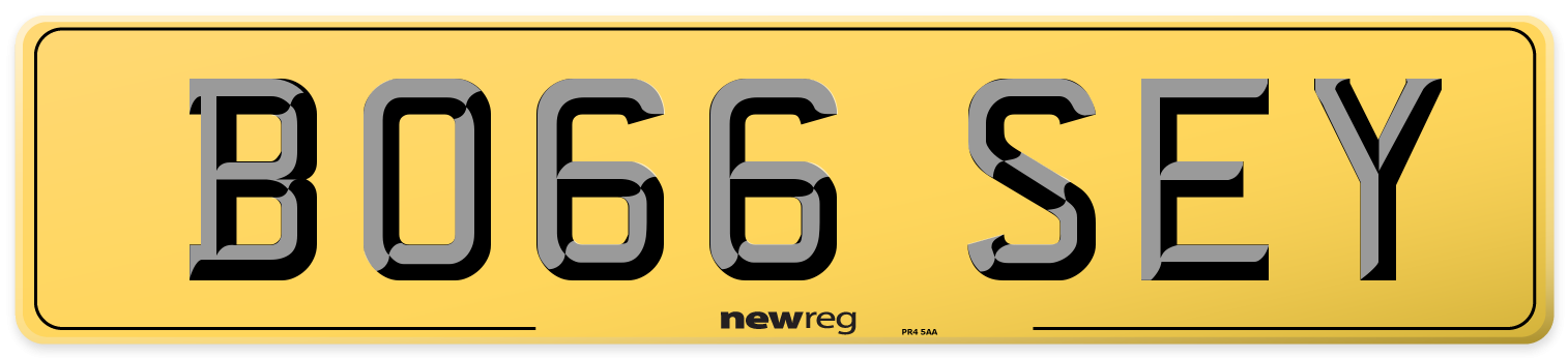 BO66 SEY Rear Number Plate